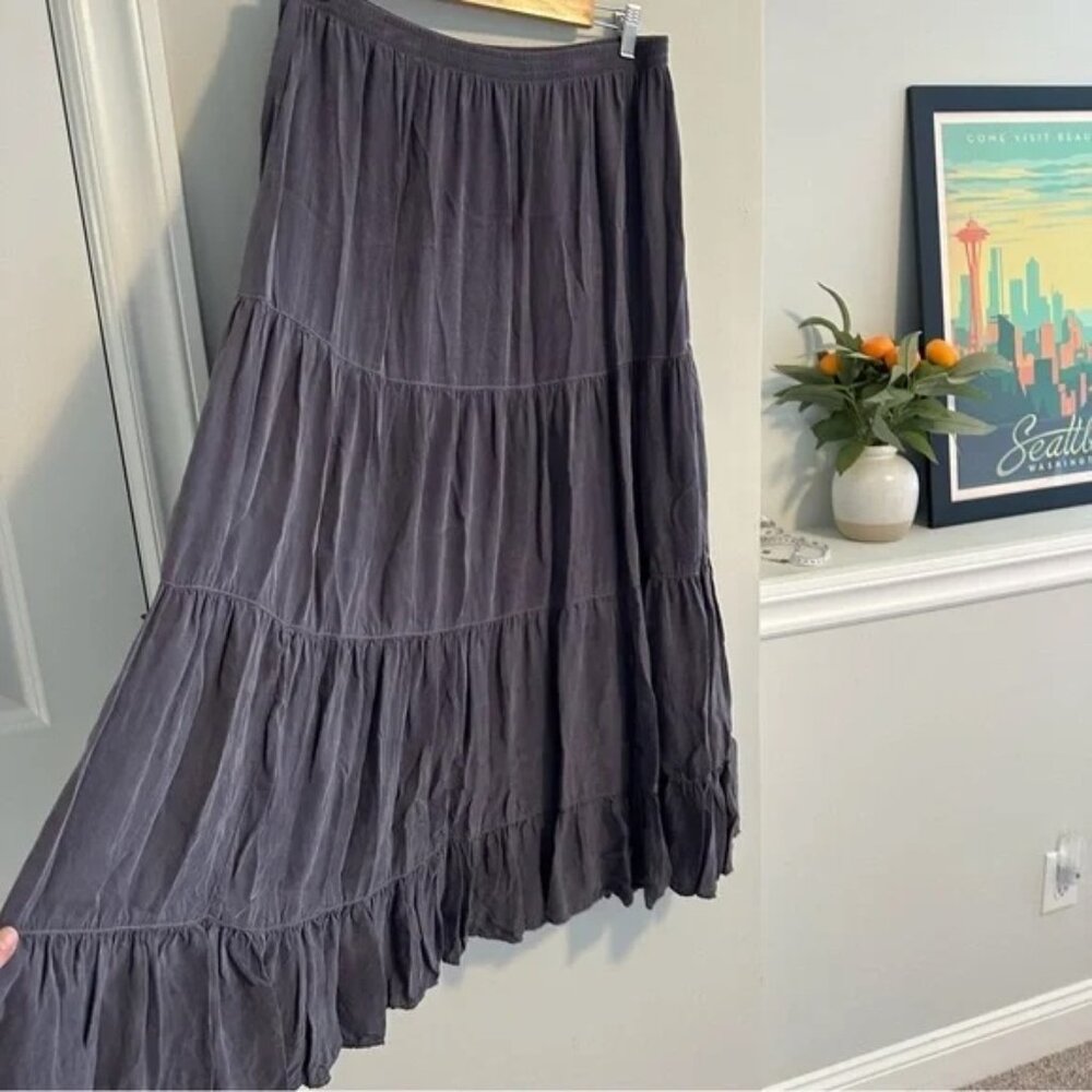 Vintage Tianello Gray Bemberg Tiered Maxi Skirt Large - Picture 14 of 16
